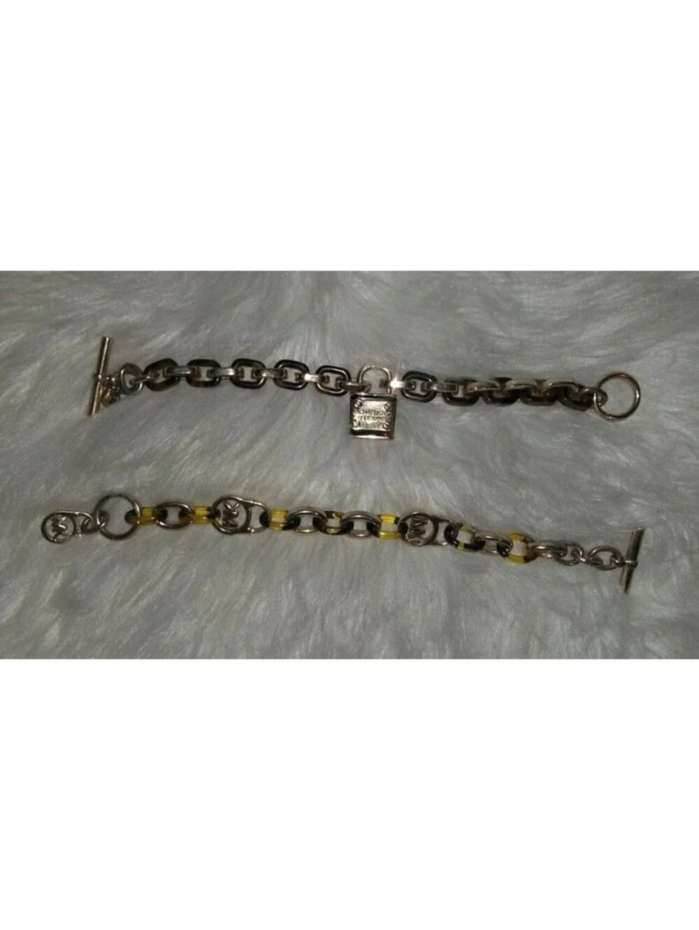 Michael Kors (2) Bracelets Faux Tortoise Shell Yellow Gold Tone Toggle Clasp